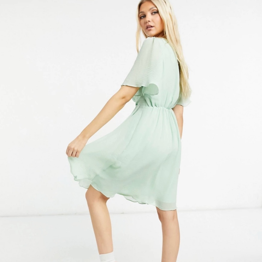 Gilli draped mini dress in sage